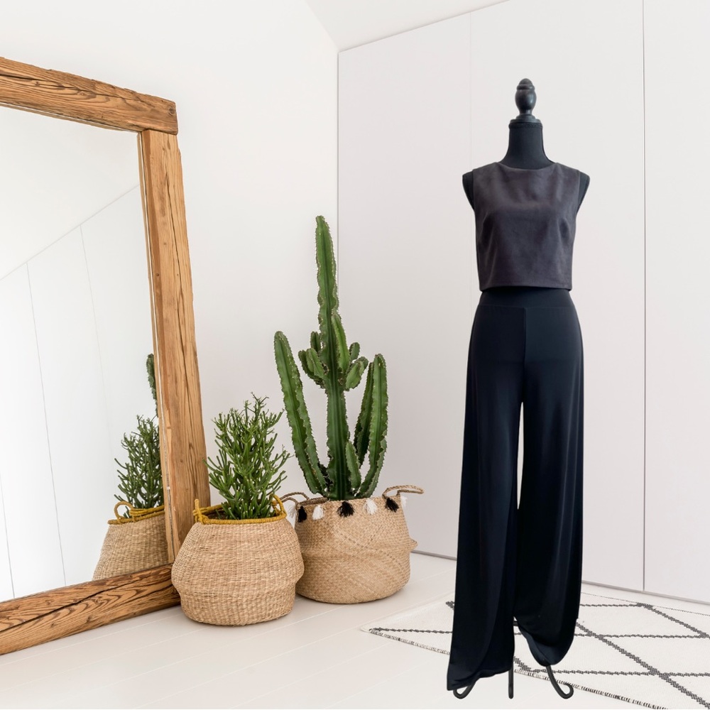 Bailey44 Sleeveless Faux Suede Topped Wide Leg Jumpsuit